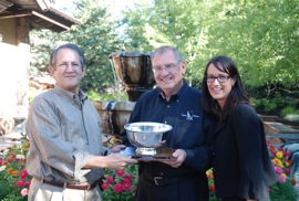 Eric Nieman, Associate Publisher at Produce Business presents Don Odiorne, Vice President of Foodservice at the Idaho Potato  Commission (IPC) and Kathleen DeFreitas, Account Supervisor at EvansHardy+Young, Inc., with the prestigious Produce Business Marketing Excellence Award for the IPC&rsquo;s Project Reinvent advertising campaign. 